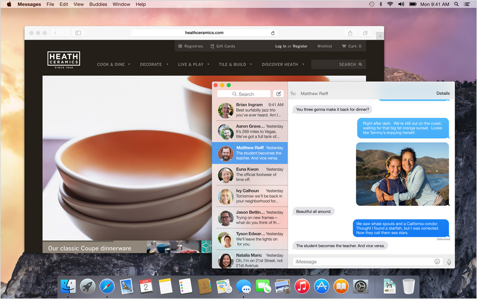 Mac OS X 10.10 Yosemite Safari and Messages (2014)